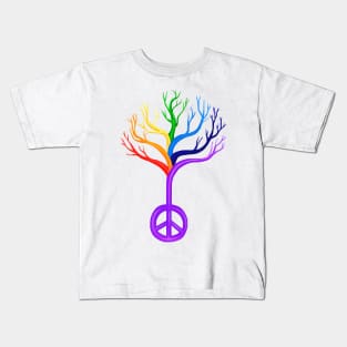 Rainbow Peace sign Tree Kids T-Shirt